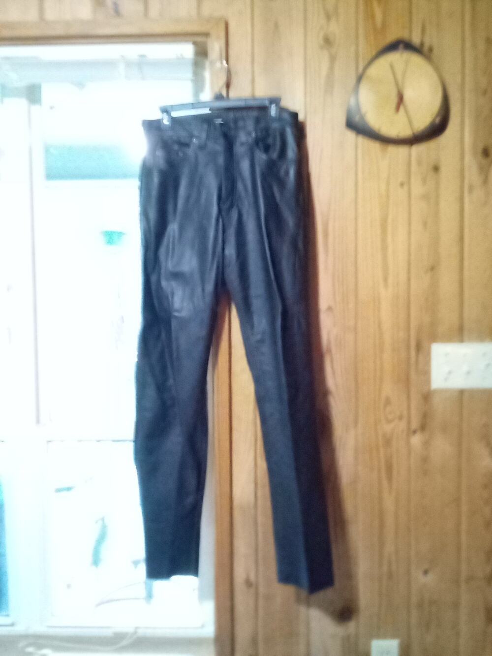 Men's Heavy Black Leather 5 Pocket Motorcycle pants Size 32